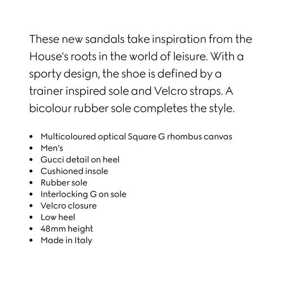 Gucci Run 10/ US 10.5 Touch Strap Sandals Square G Canvas Multicolor NIB $970 - Picture 12 of 13